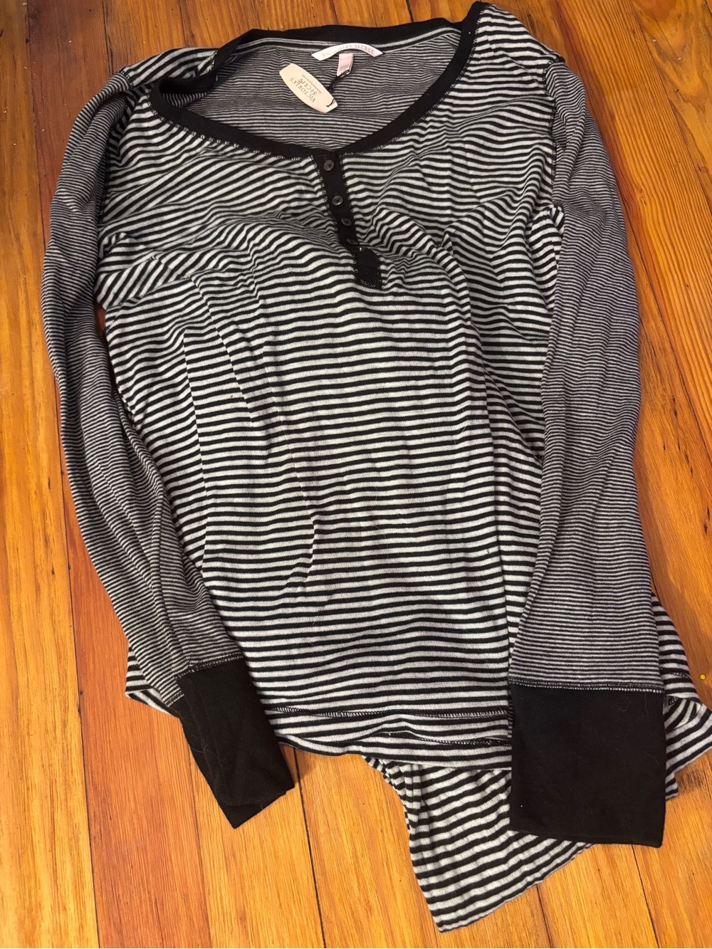 Victoria's Secret Black & White Striped Two Piece Pajama Set NWT